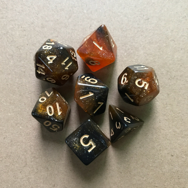 Factory Custom 7pcs/Set Starry Polyhedral Multi Color Dice Acrylic Edge Dice Bulk For Game Entertainment