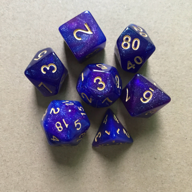 Factory Custom 7pcs/Set Starry Polyhedral Multi Color Dice Acrylic Edge Dice Bulk For Game Entertainment