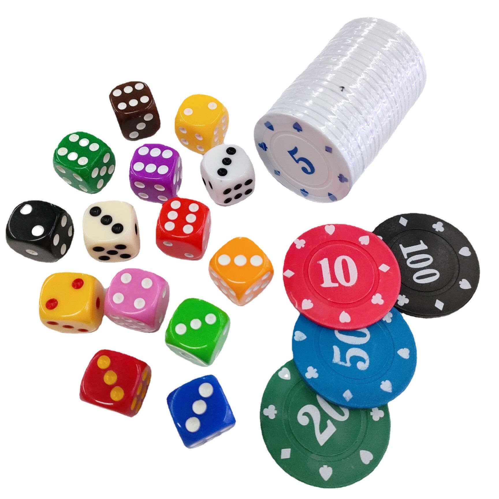 6 Sides Round Corner Acrylic Dice with Color Dots Bulk Blank Casino Drinking Adult Game Dice Custom 16mm Plastic Dice