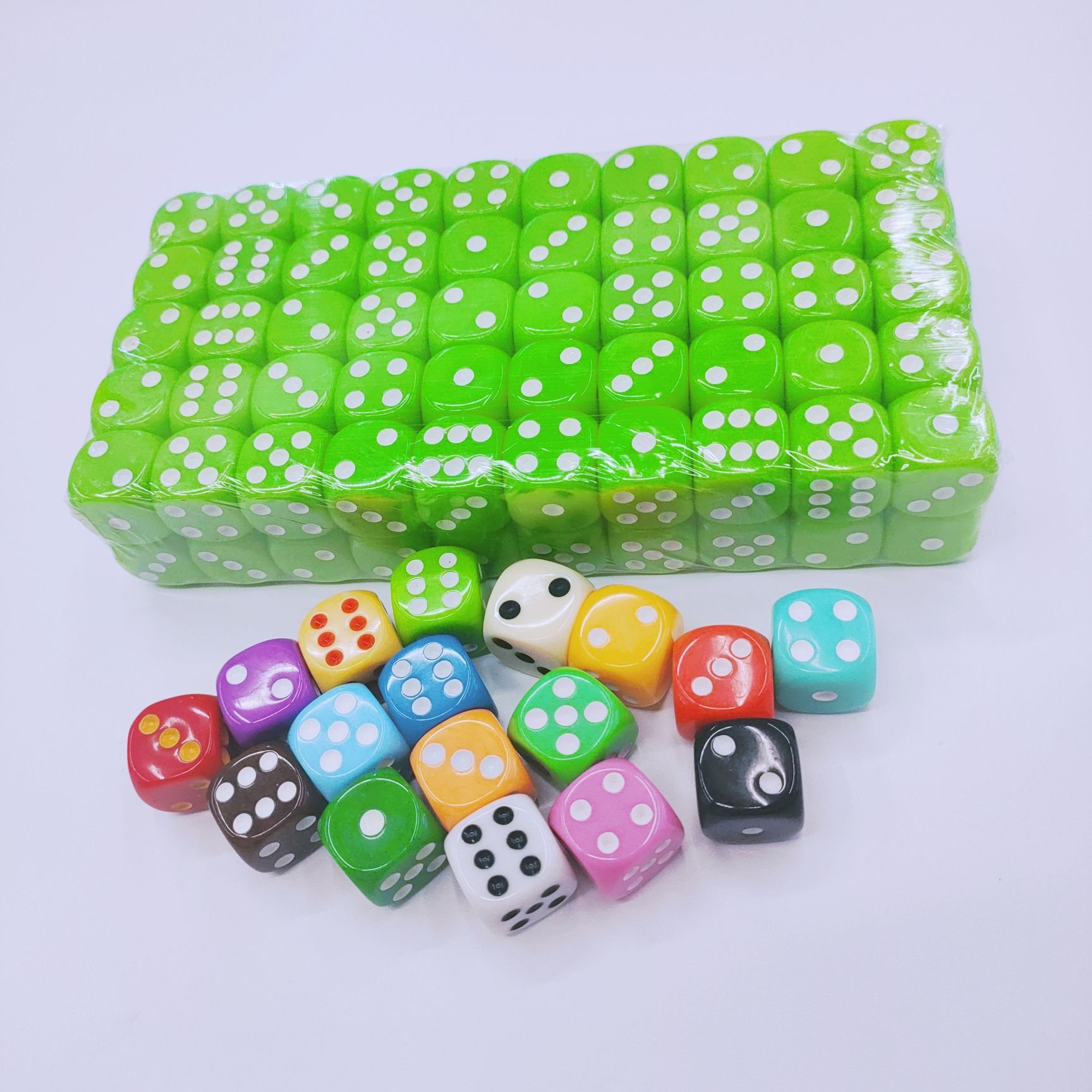 6 Sides Round Corner Acrylic Dice with Color Dots Bulk Blank Casino Drinking Adult Game Dice Custom 16mm Plastic Dice