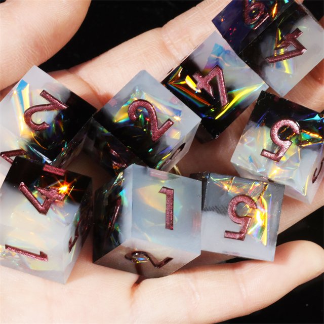 Mini Planet Wholesale Dragon and Dungeon Dice Resin Polyhedral DND 7pcs Set Sharp Edges Dice RPG board role-playing games Dice