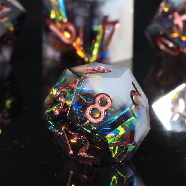 Mini Planet Wholesale Dragon and Dungeon Dice Resin Polyhedral DND 7pcs Set Sharp Edges Dice RPG board role-playing games Dice