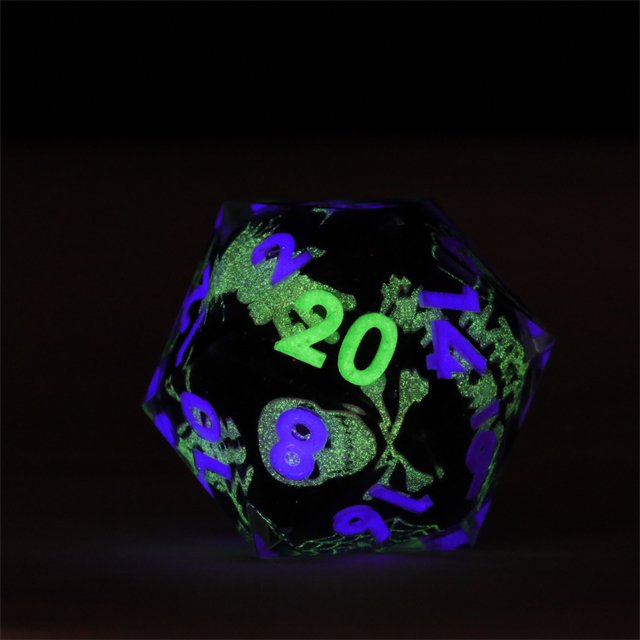 MINI PLANET Handmade Custom Dragon Dungeon DND RPG Dice Set Liquid Core Luminous Resin with Sharp Edges Board Game Accessory
