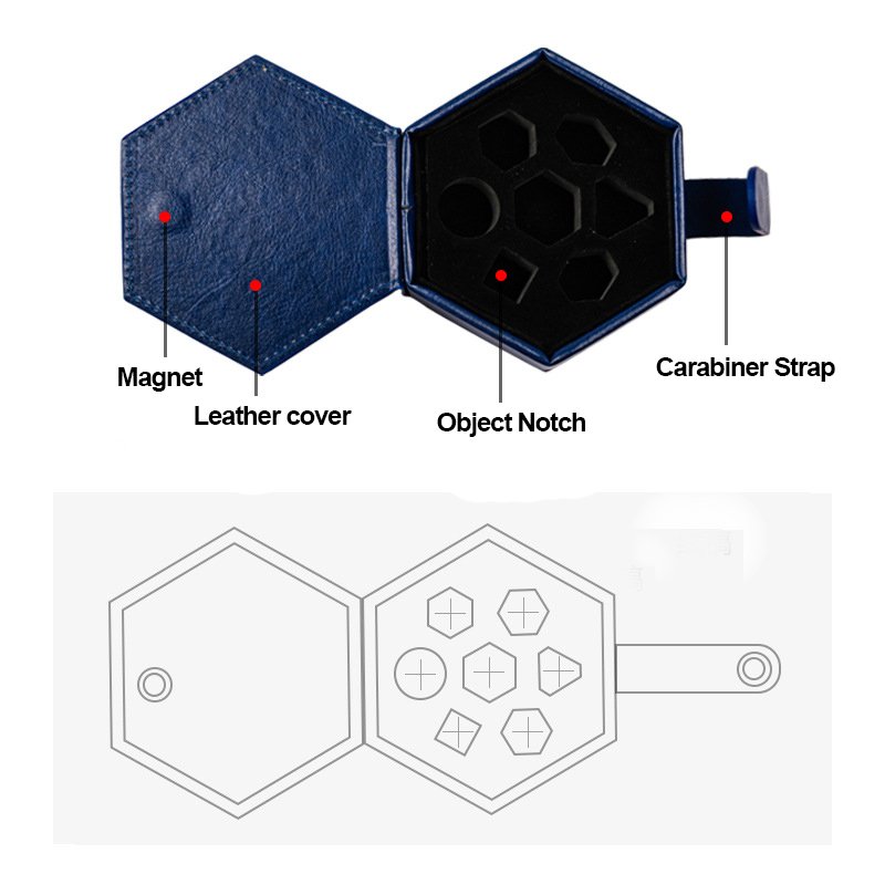 In Stock PU Leather Hexagon Dice Storage Box Custom Dungeons and Dragons RPG Board Game DND Dice Tray