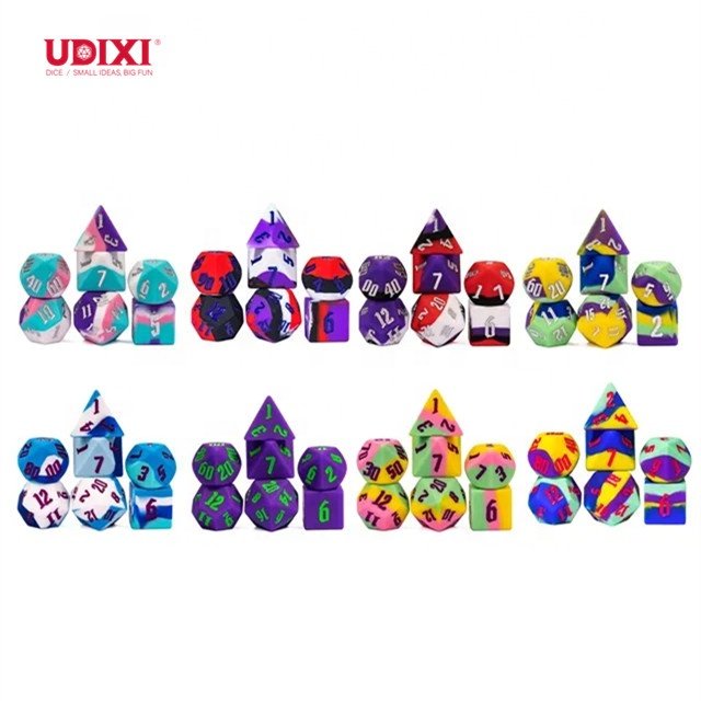Udixi High quality new model custom colorful game silicone dice Dungeons and Dragons Board Game dnd Dice