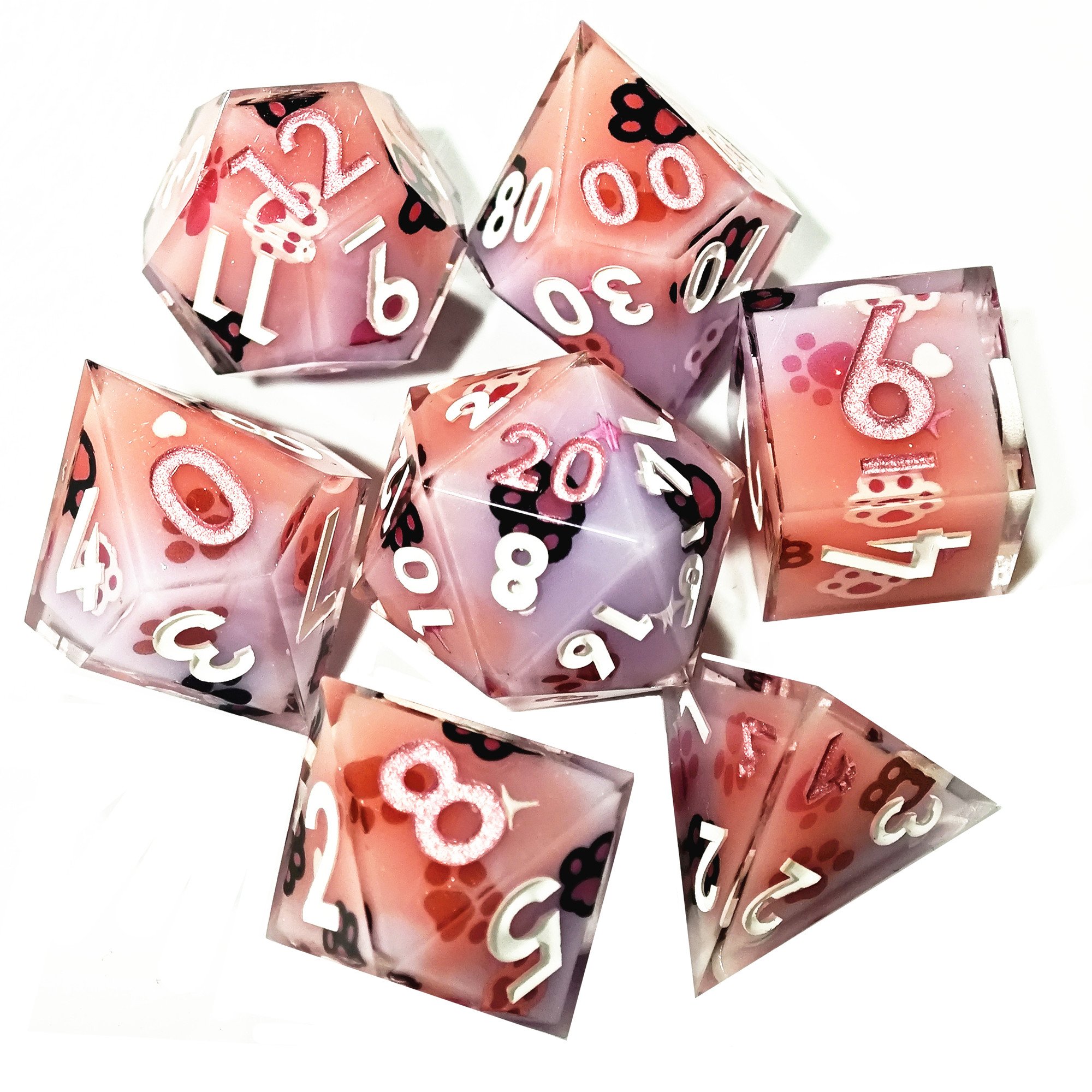 MINI PLANET Cat Claw Stickers Stickers DND Dice Set Wholesale Custom Resin Dice For RPG Board Game Sharp Polyhedral Dice Dnd Set
