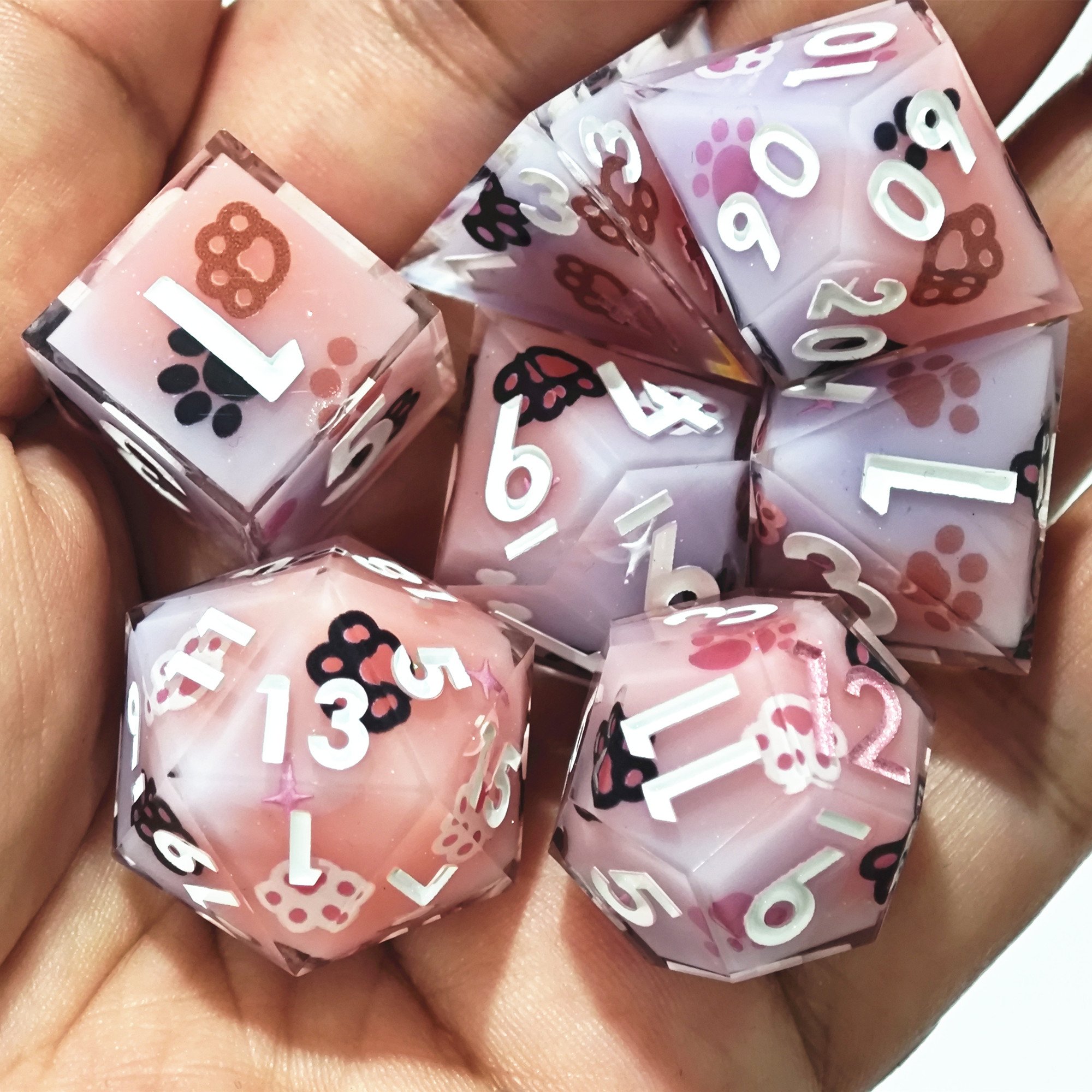 MINI PLANET Cat Claw Stickers Stickers DND Dice Set Wholesale Custom Resin Dice For RPG Board Game Sharp Polyhedral Dice Dnd Set