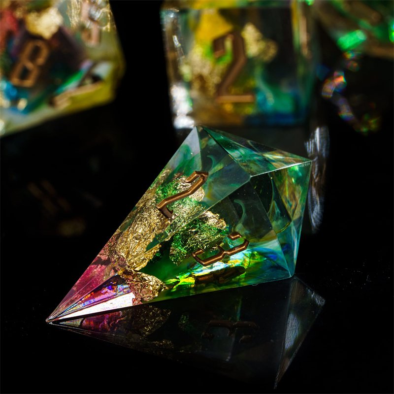 Udixi dnd dice sets customize Gold Foil Drawing Dice dnd Gaming dungeons and dragons sharp edge resin dice