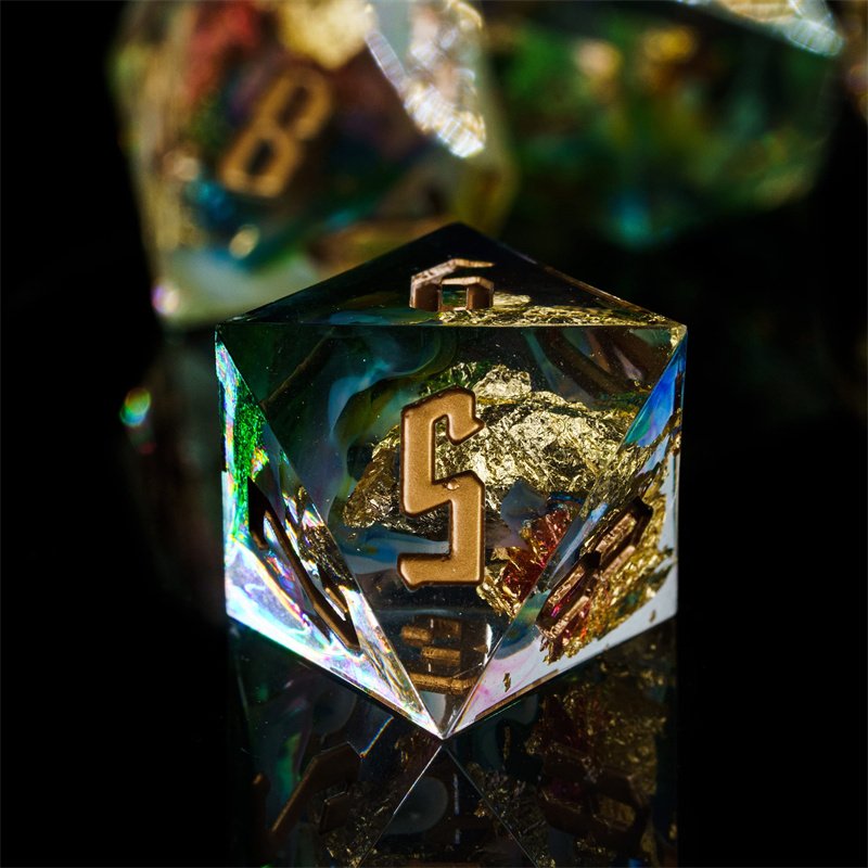 Udixi dnd dice sets customize Gold Foil Drawing Dice dnd Gaming dungeons and dragons sharp edge resin dice