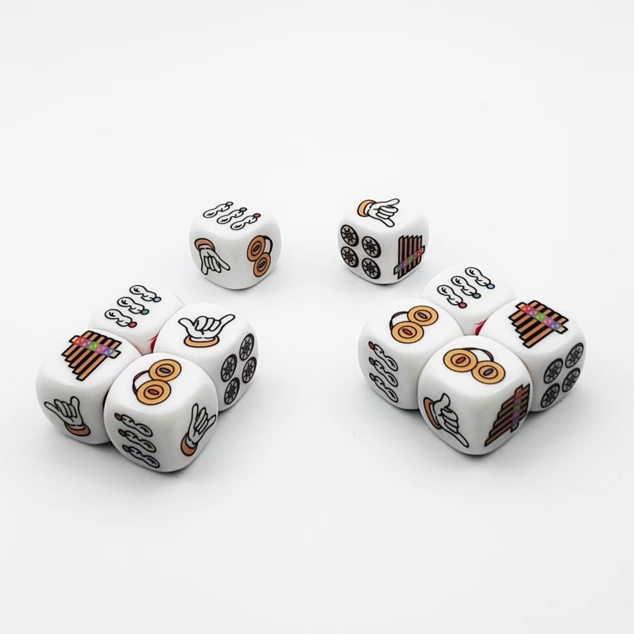 Wholesale Custom Printed Table Games 16mm Acrylic Rounded Point Corners Logo White Resin Casino Dice Set