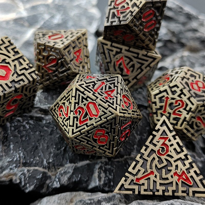 Roll 7 pieces polyhedral rune unique gold dice set dungeons and dragons tabletop game rpg dice box dnd metal dice set