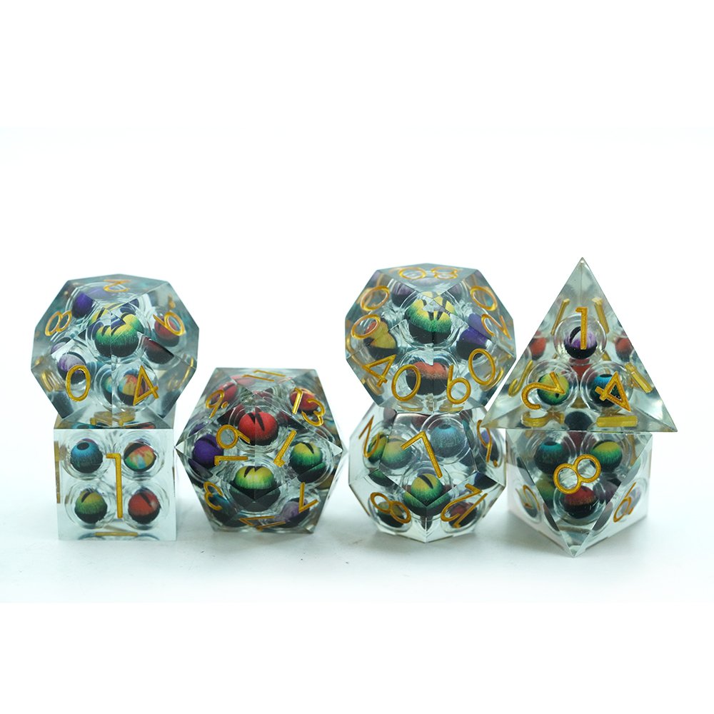 Floating Eyeball 33mm Large 7pcs Dice Set Muliti Dragon Eye Dnd Game Dice Jumbo Bulk Dice Resin For Board Role-playing Games