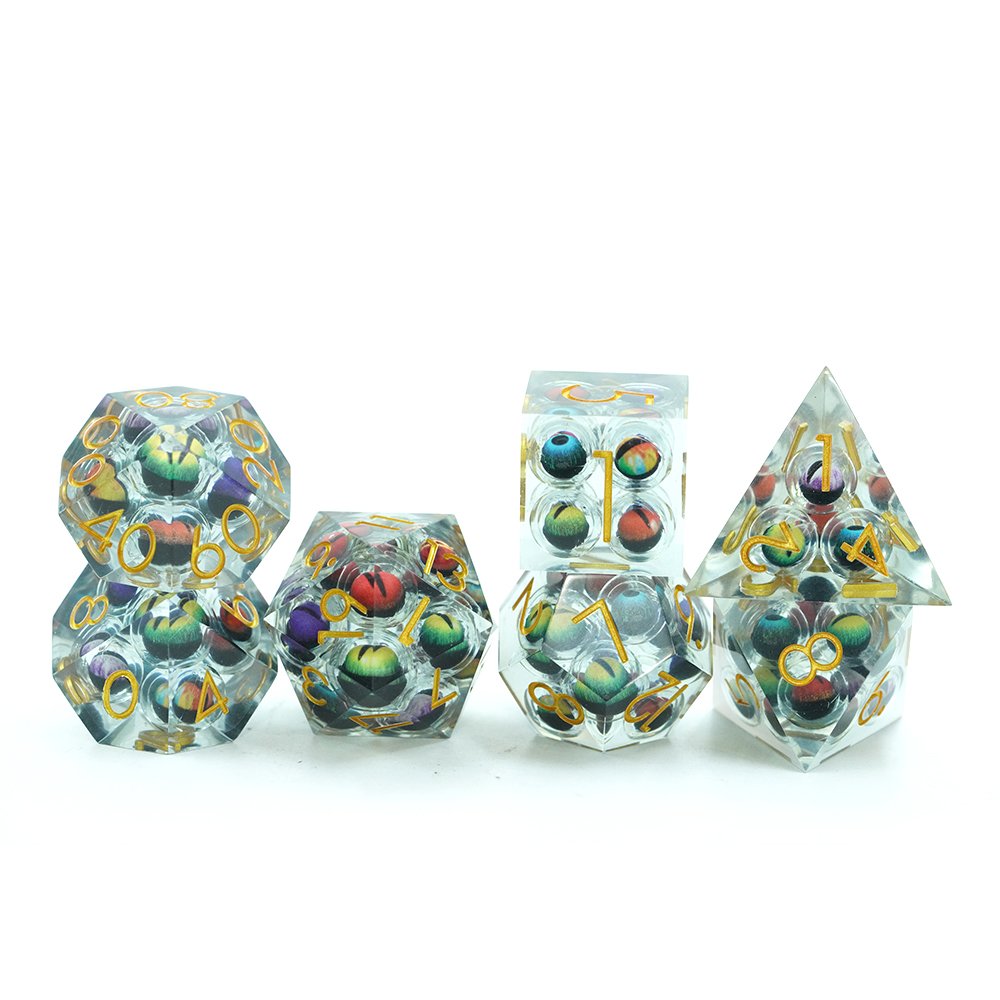 Floating Eyeball 33mm Large 7pcs Dice Set Muliti Dragon Eye Dnd Game Dice Jumbo Bulk Dice Resin For Board Role-playing Games