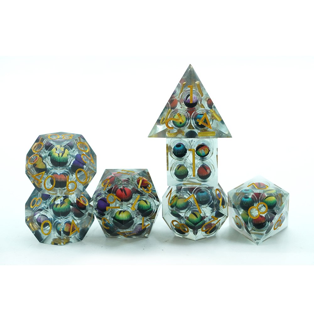 Floating Eyeball 33mm Large 7pcs Dice Set Muliti Dragon Eye Dnd Game Dice Jumbo Bulk Dice Resin For Board Role-playing Games