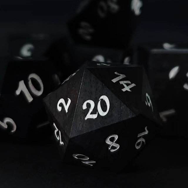Black Wooden Polyhedral Dnd Rpg Dice Set For Dungeons And Dragons