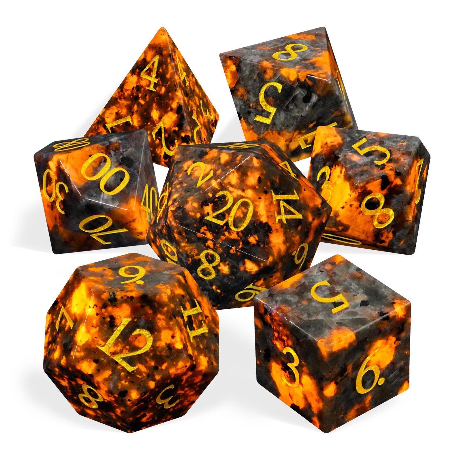 Natural Flame Stone Dice DND Board Games Dic Handmade Stone Polyhedral RPG Gemstone Dice Sets