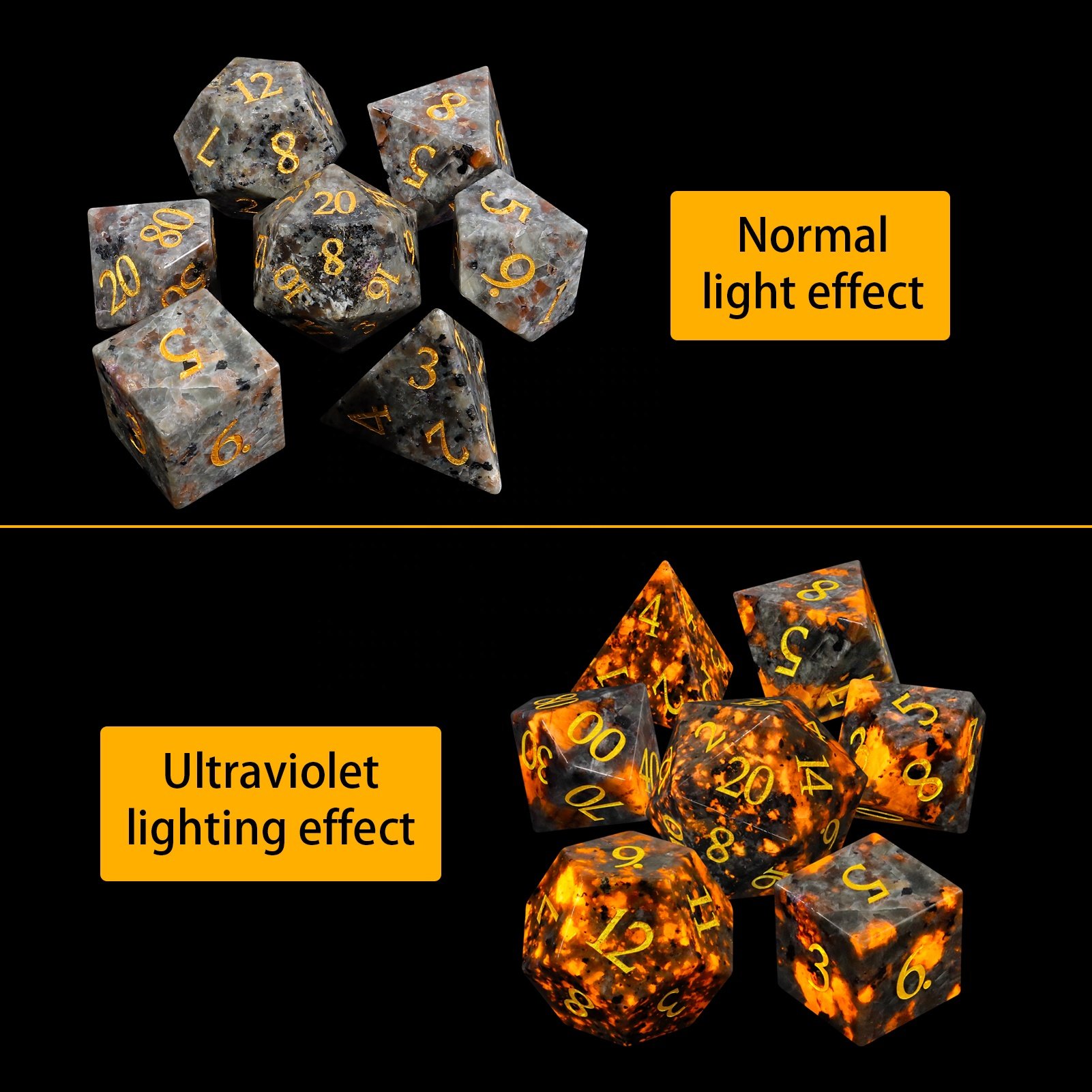 Natural Flame Stone Dice DND Board Games Dic Handmade Stone Polyhedral RPG Gemstone Dice Sets