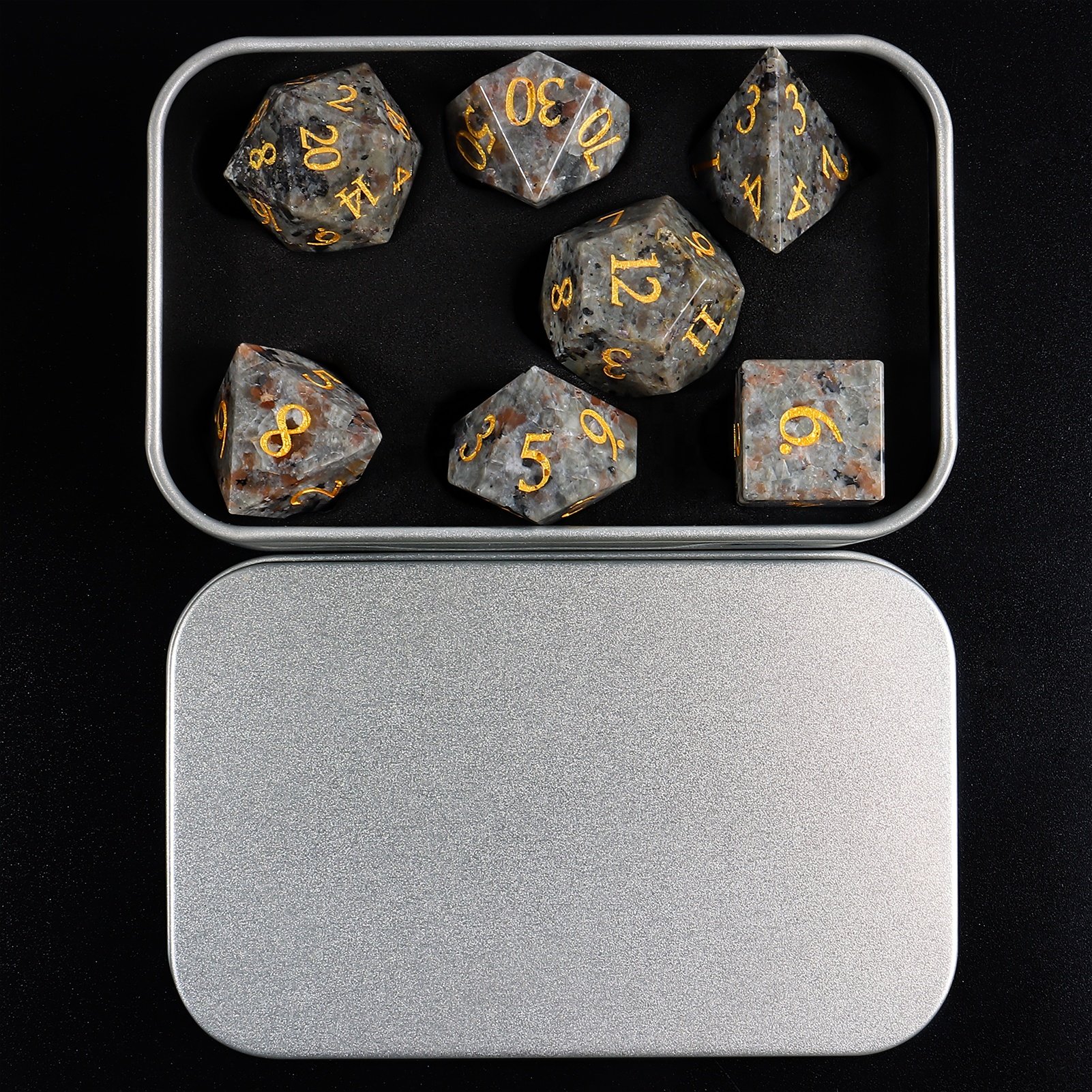 Natural Flame Stone Dice DND Board Games Dic Handmade Stone Polyhedral RPG Gemstone Dice Sets