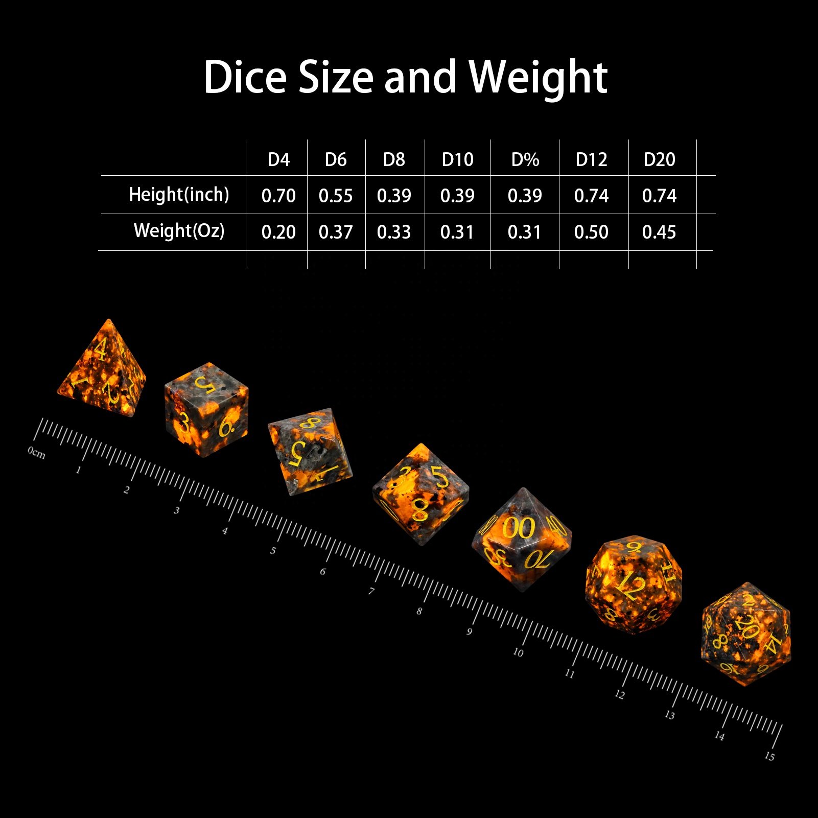 Natural Flame Stone Dice DND Board Games Dic Handmade Stone Polyhedral RPG Gemstone Dice Sets