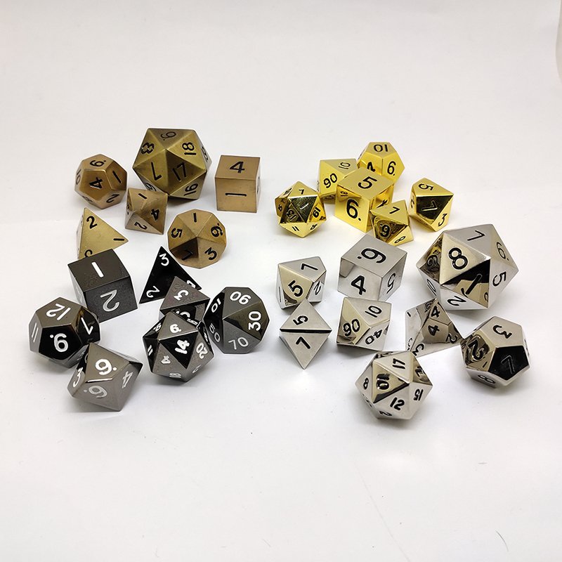 Wholesale Polyhedral 3D Game Dobbelsteen Exercise Tower Blank Dados Colorful Printed Custom Metal Dice Set