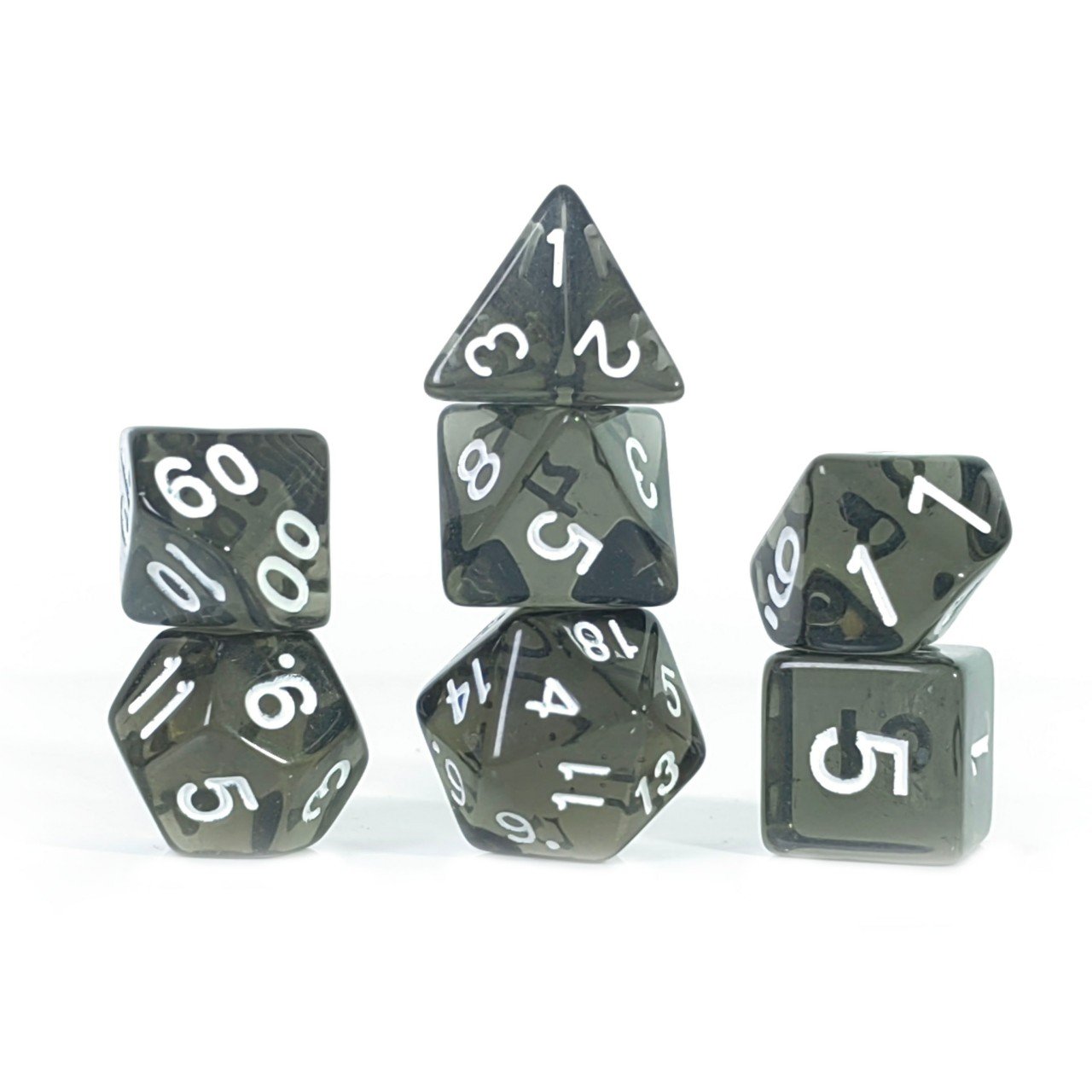 High Quality 20mm Acrylic Rpg Board games D4 D6 D8 D10 D% D12 D20 Transparent black rpg dice