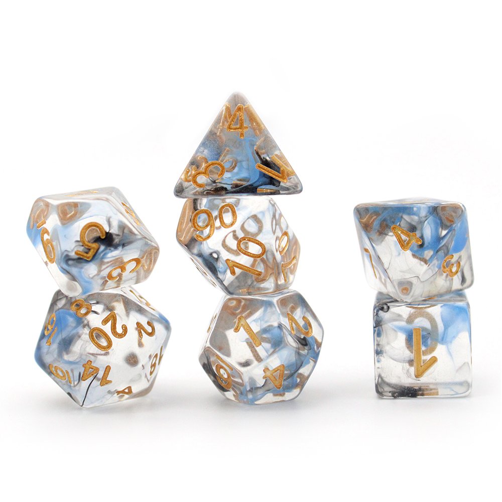 Wholesale Golden Number Two Color Blue Purple Swirl Digital Game Polyhedral Rpg Resin Dice