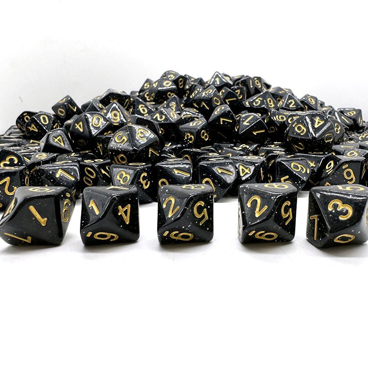 Bluk Separate D10 Glitter Black Dice