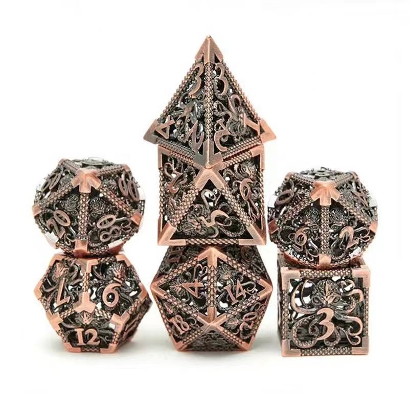DND Dungeons & Dragons Polyhedron Hollow dice Set TRPG board game Metal Octopus dice set