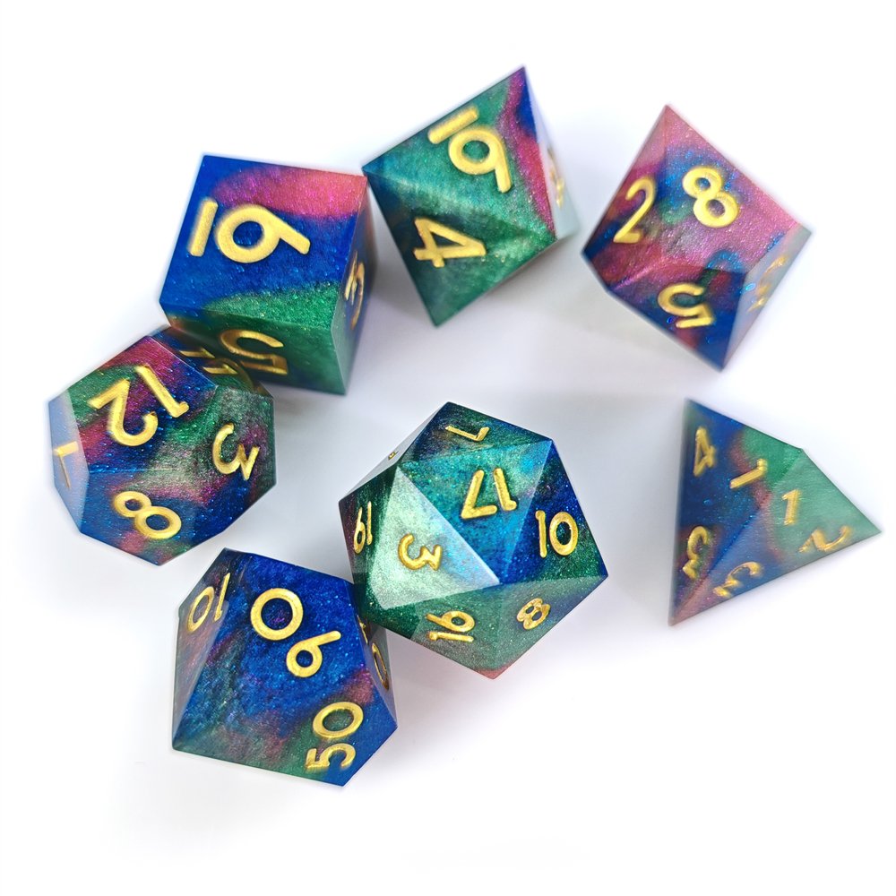 Polyhedral Sharp Edge Resin Dice for RPG Dungeons and Dragons Board Game Multi-color DND Dice Set
