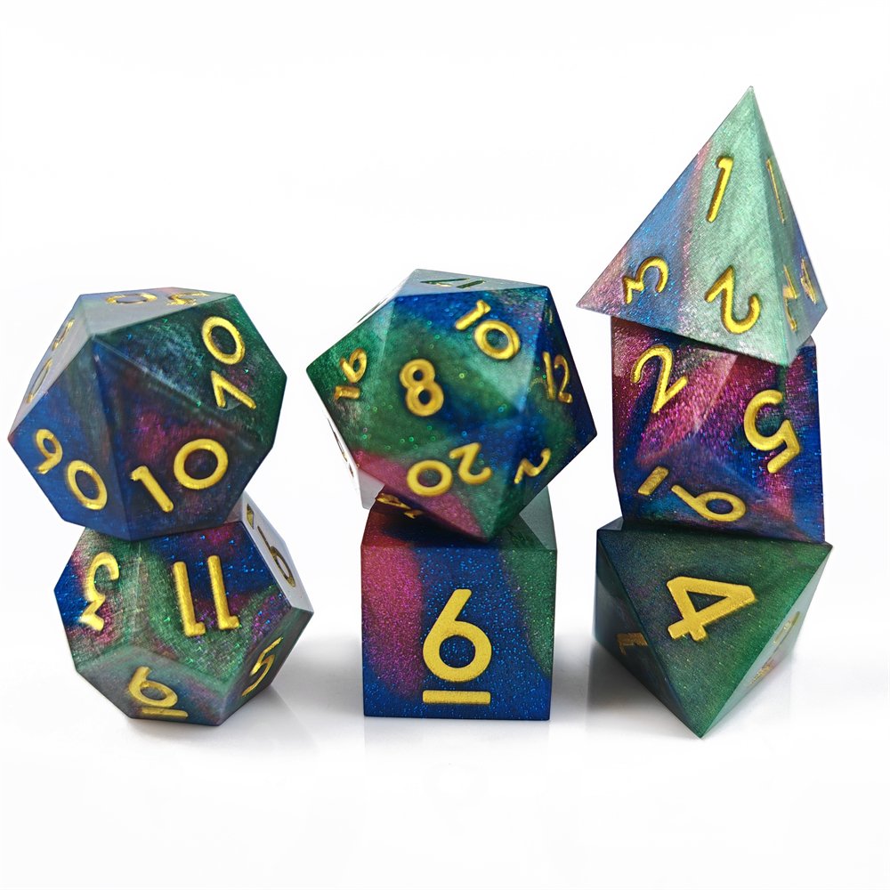 Polyhedral Sharp Edge Resin Dice for RPG Dungeons and Dragons Board Game Multi-color DND Dice Set