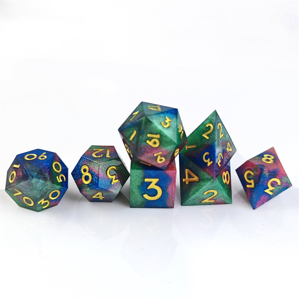 Polyhedral Sharp Edge Resin Dice for RPG Dungeons and Dragons Board Game Multi-color DND Dice Set
