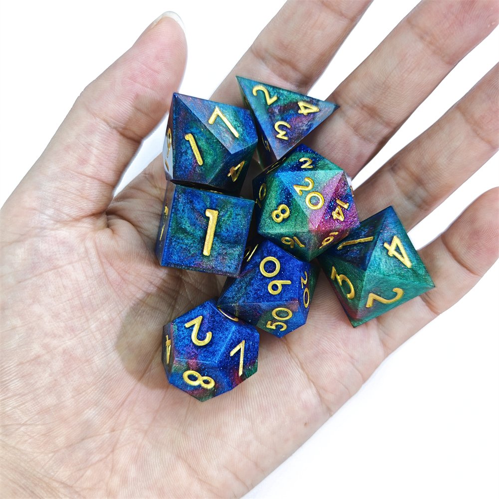 Polyhedral Sharp Edge Resin Dice for RPG Dungeons and Dragons Board Game Multi-color DND Dice Set