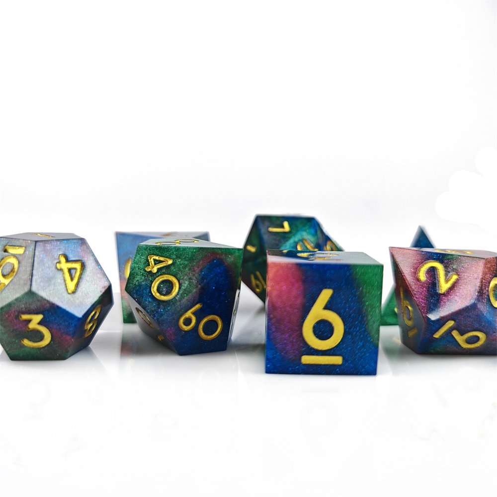 Polyhedral Sharp Edge Resin Dice for RPG Dungeons and Dragons Board Game Multi-color DND Dice Set