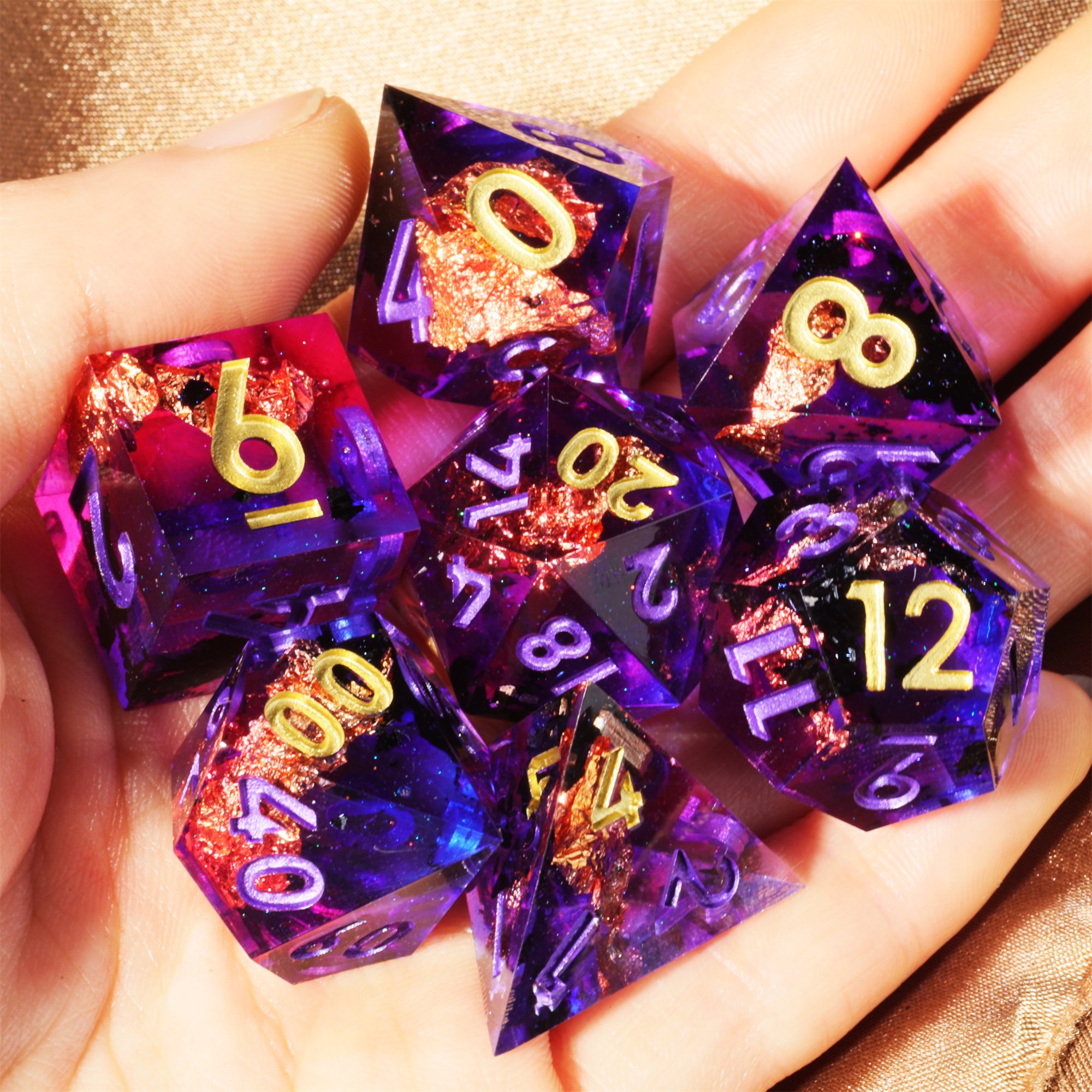 MINI PLANET DND Dice Set Handmade Colored Polyhedral Resin Dice with Sharp Edges For TRPG Games Custom DND Dice Set and D6 D20