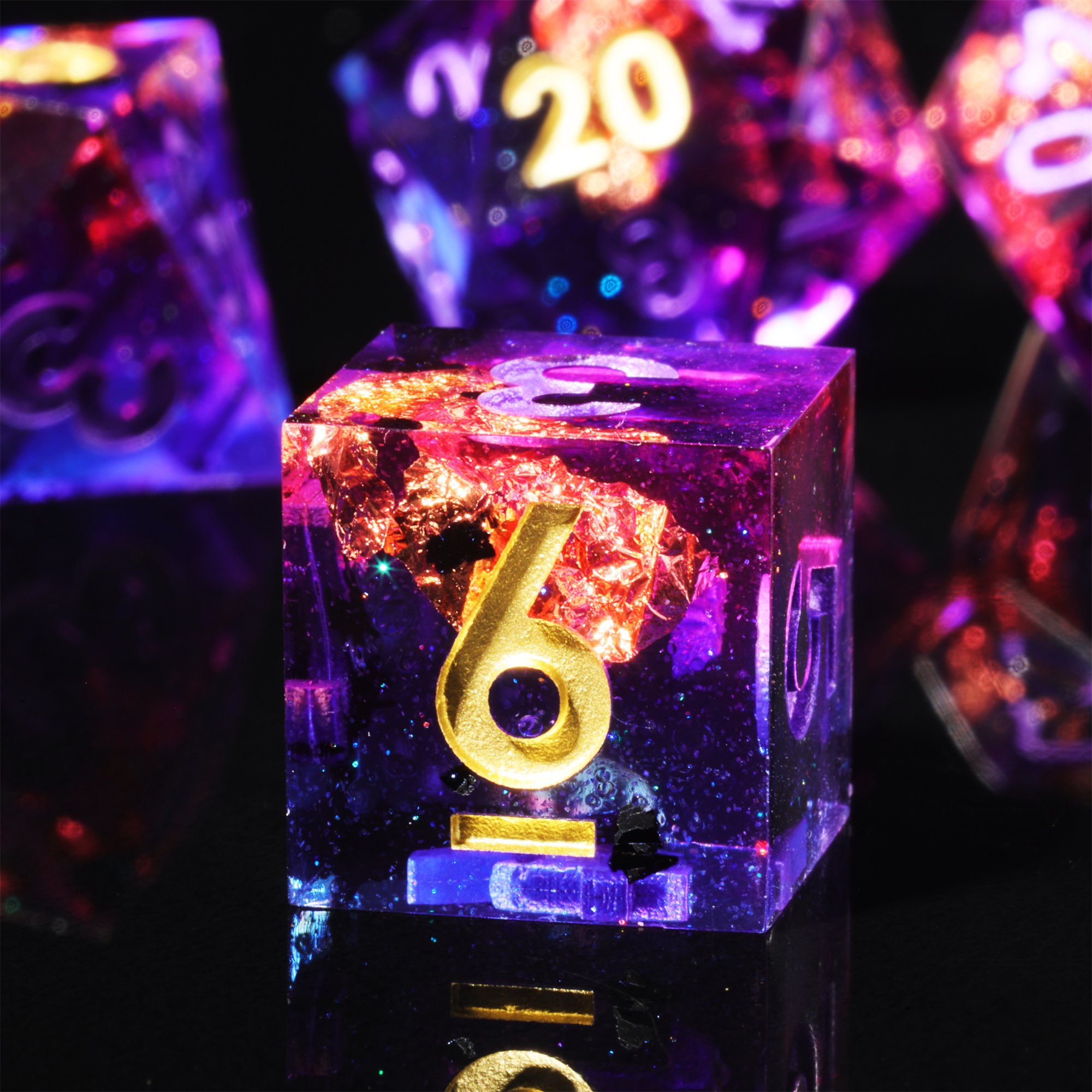 MINI PLANET DND Dice Set Handmade Colored Polyhedral Resin Dice with Sharp Edges For TRPG Games Custom DND Dice Set and D6 D20