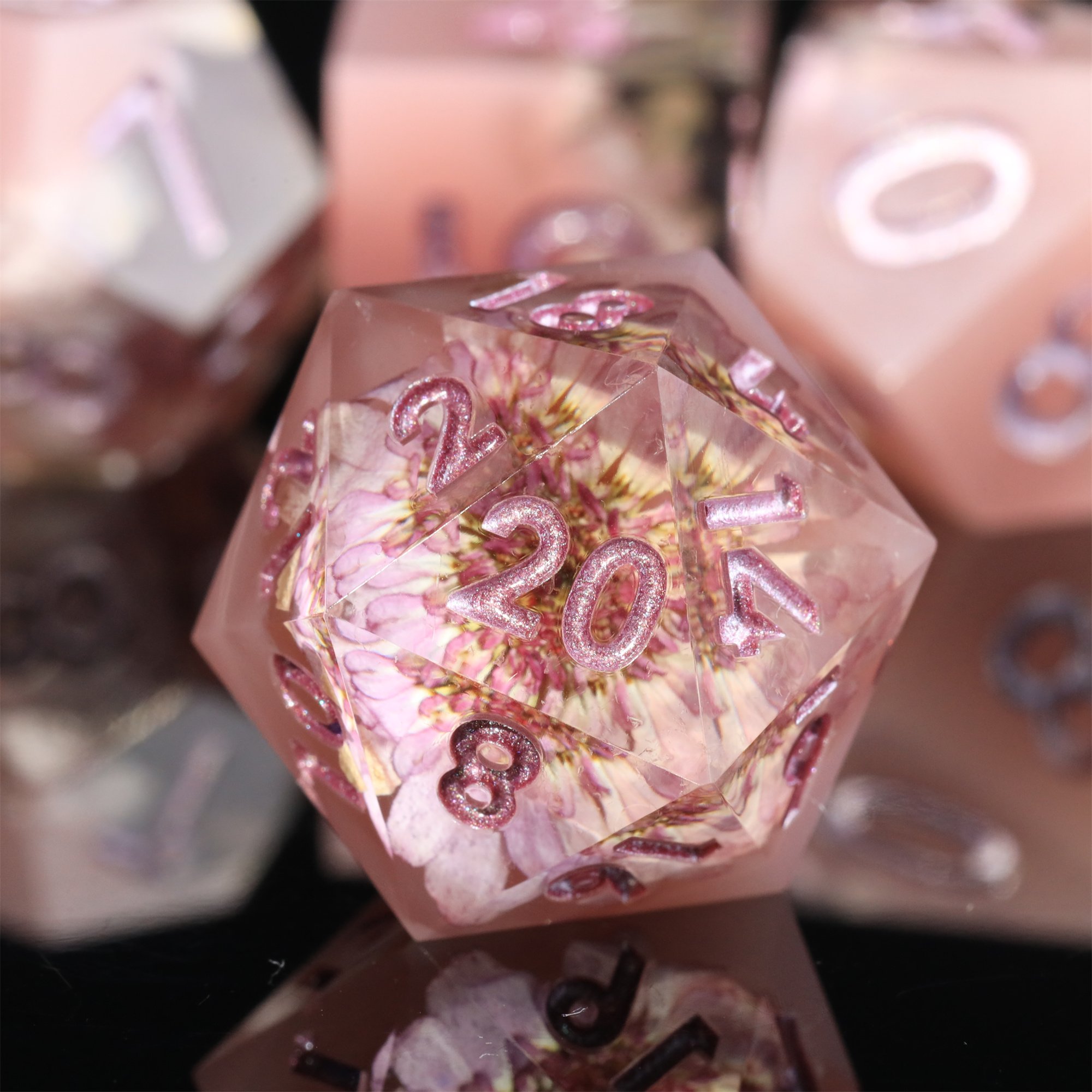 MINI PLANET DND Dice Set With Sharp Edges For TRPG Handmade Flower Polyhedral Dice Set Wholesale Custom Resin Dice DND Games