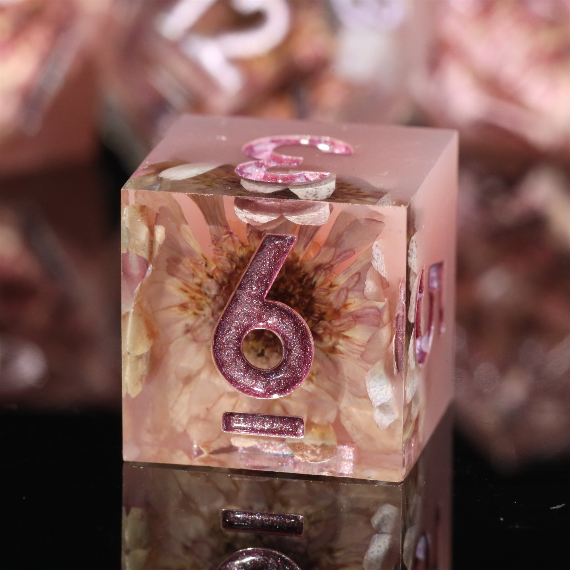 MINI PLANET DND Dice Set With Sharp Edges For TRPG Handmade Flower Polyhedral Dice Set Wholesale Custom Resin Dice DND Games