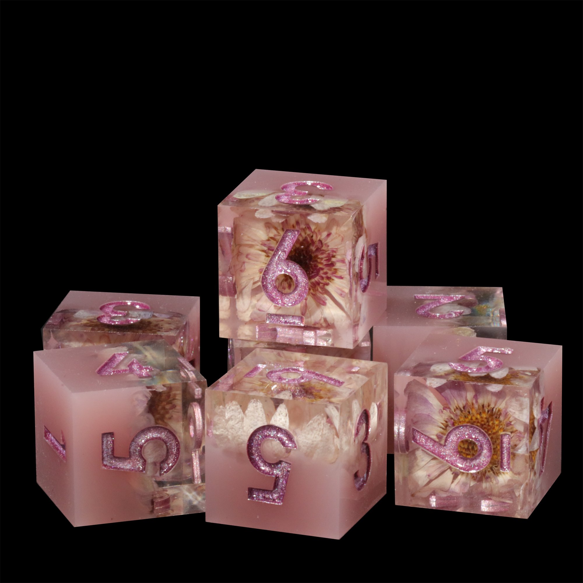 MINI PLANET DND Dice Set With Sharp Edges For TRPG Handmade Flower Polyhedral Dice Set Wholesale Custom Resin Dice DND Games