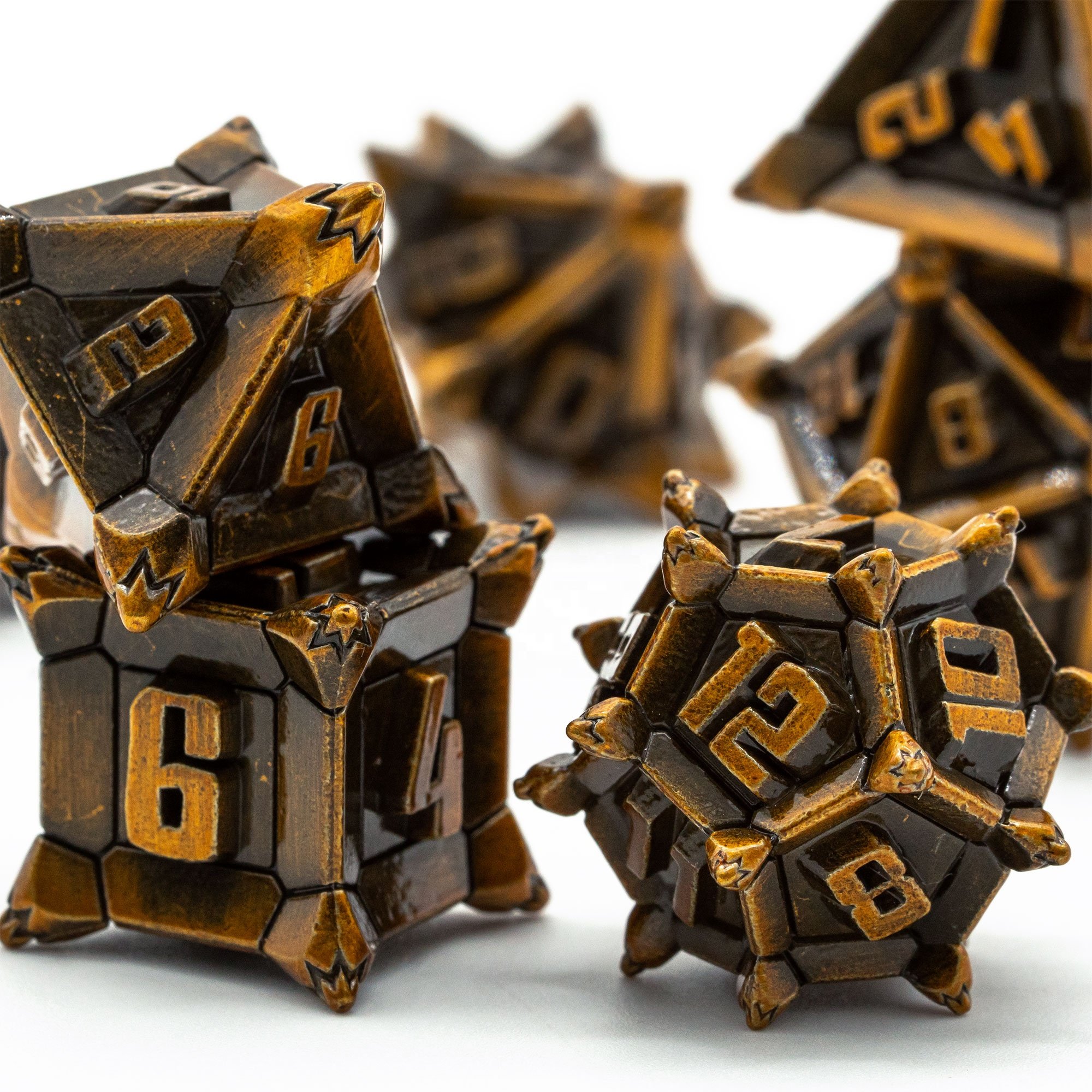 Udixi polyhedral dungeons and dragons mental metal rpg custom logo dice set Pinwheel