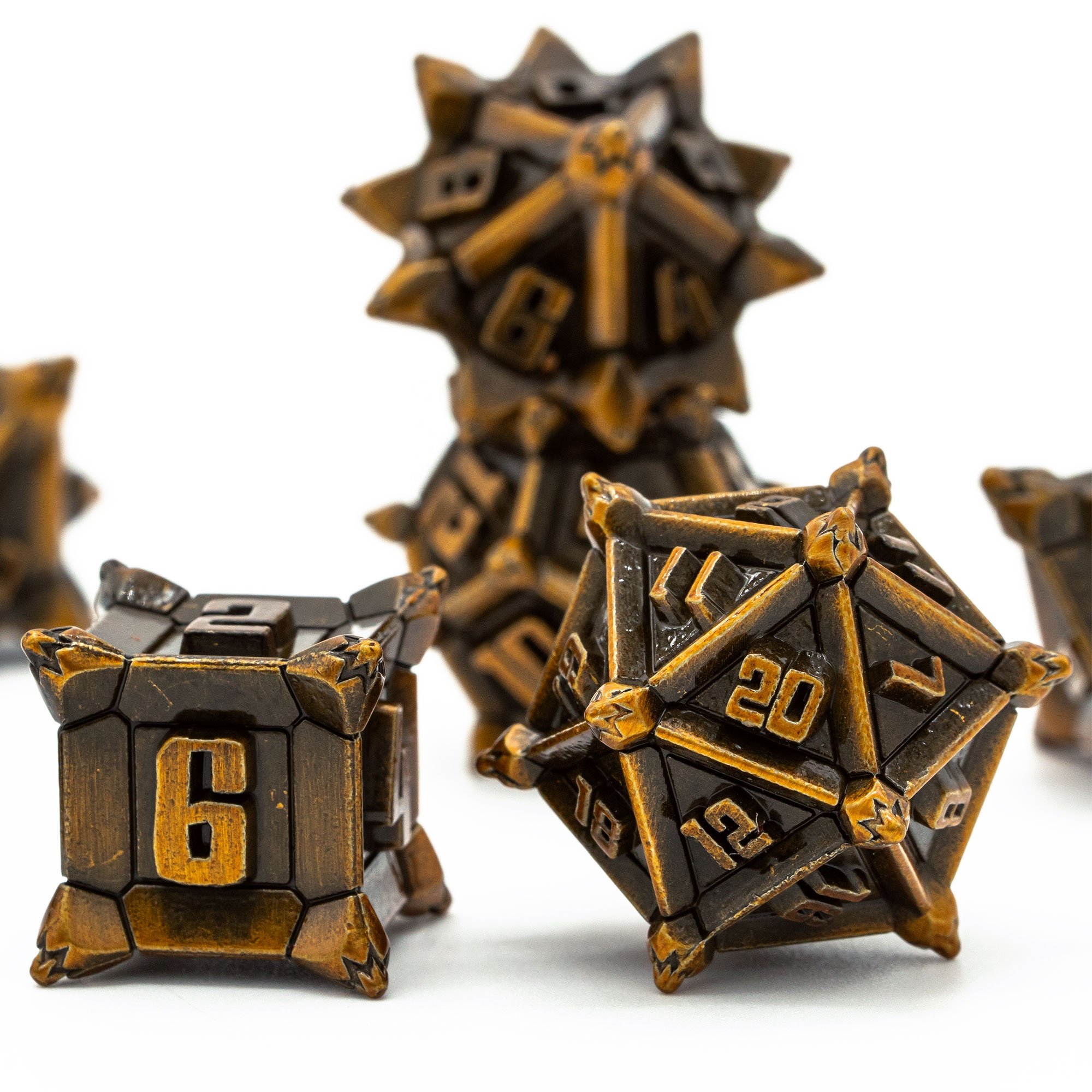 Udixi polyhedral dungeons and dragons mental metal rpg custom logo dice set Pinwheel