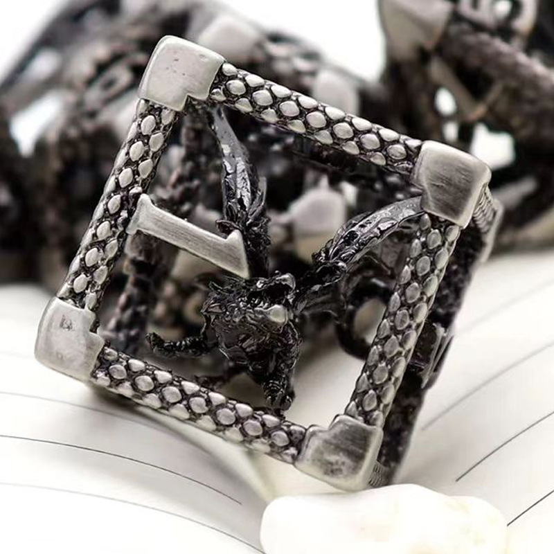 Dnd Board Game Entertainment Dice Set Metal Cutout Stereoscopic 3d Dragon Dice Multi-sided Dice Dungeons And Dragons Board Game