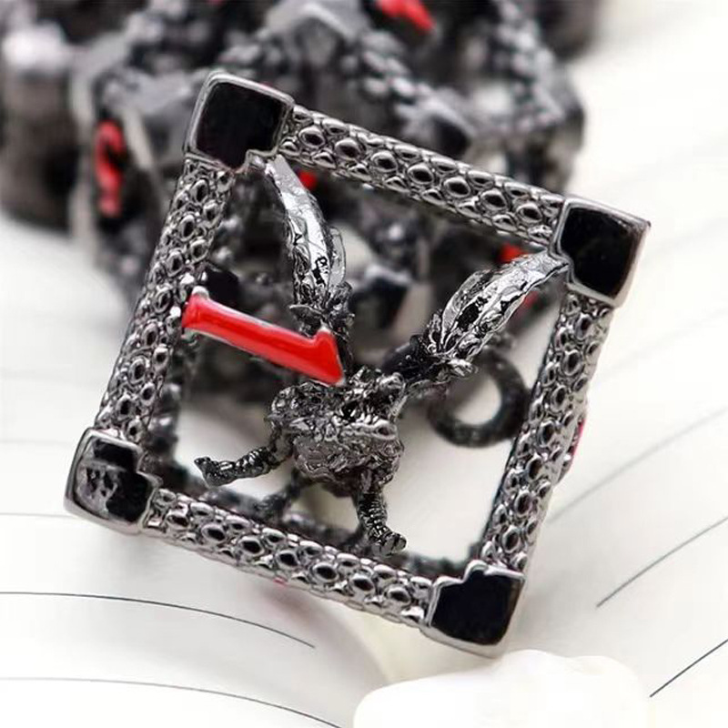 Dnd Board Game Entertainment Dice Set Metal Cutout Stereoscopic 3d Dragon Dice Multi-sided Dice Dungeons And Dragons Board Game