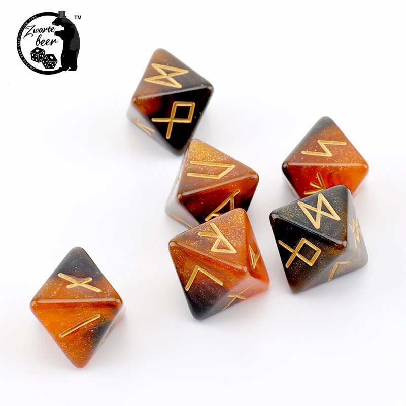 D8 16mm 3 PCS Fantastic Star Shine Glitter resin Dice 8 Side Polyhedral Dice Lucky Mystery Rune custom Dice Set