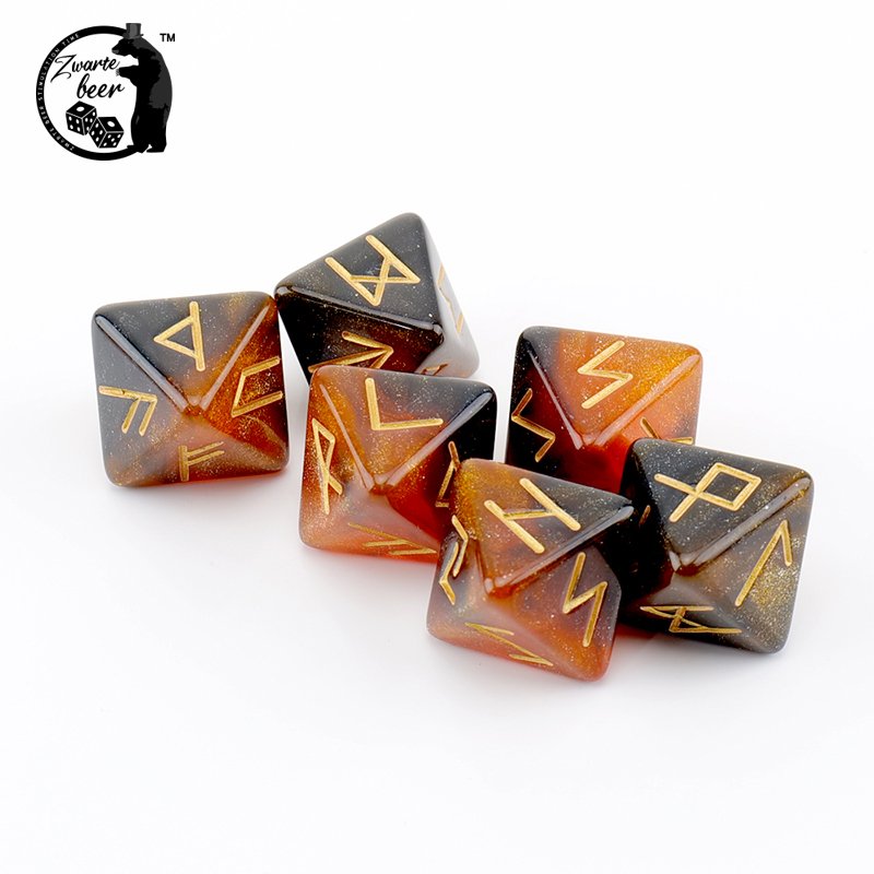 D8 16mm 3 PCS Fantastic Star Shine Glitter resin Dice 8 Side Polyhedral Dice Lucky Mystery Rune custom Dice Set