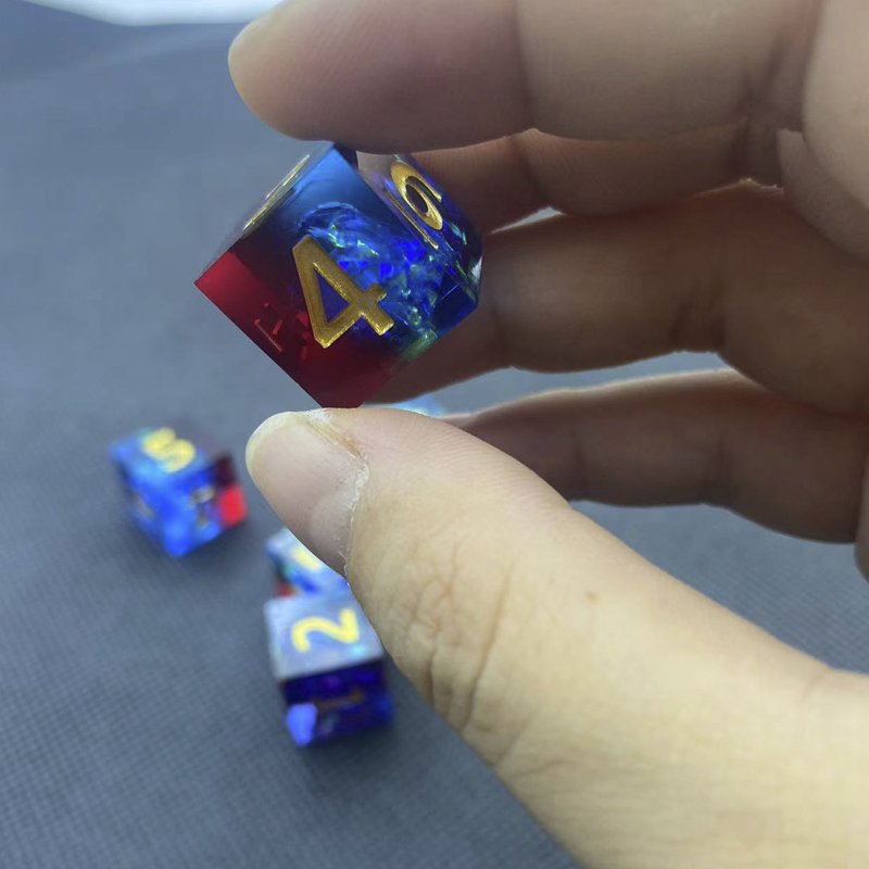 Custom polyhedron handmade resin dice set sharp edge corners D6 board game Dungeons & Dragons set of 6 pieces