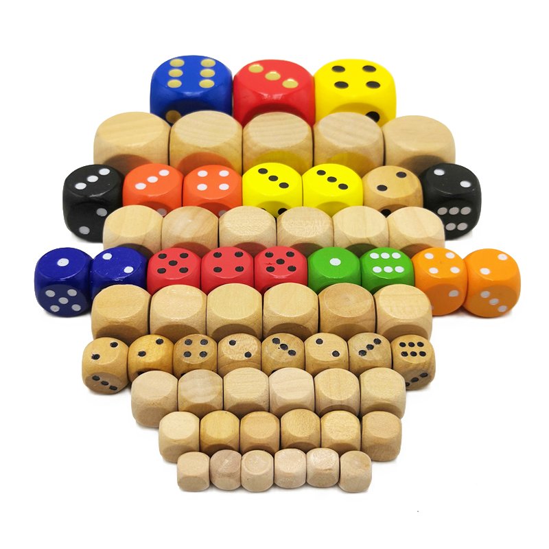 Custom 16mm blank printed dice wooden dice printed logo engraving pattern