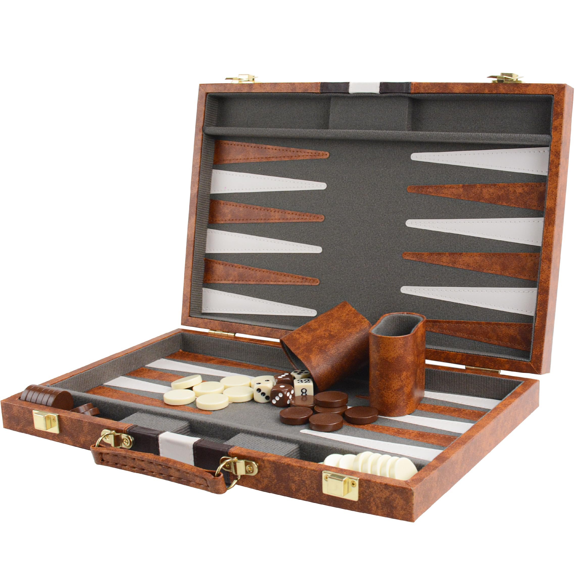 Custom Luxury Solid Wood Backgammon Precision Dice Pieces Cup Table Chess Board Game Large Leather Backgammon Set