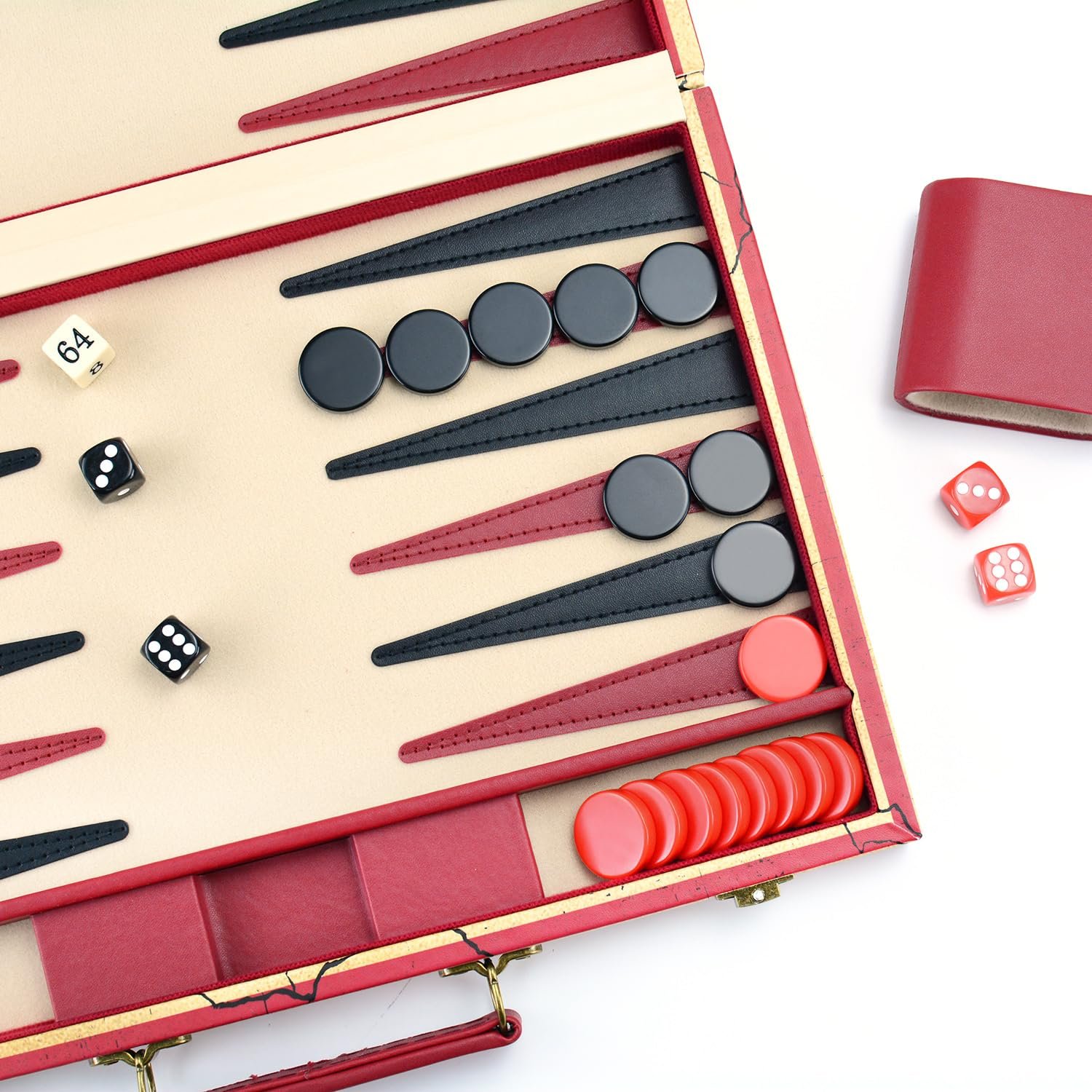 Custom Luxury Solid Wood Backgammon Precision Dice Pieces Cup Table Chess Board Game Large Leather Backgammon Set