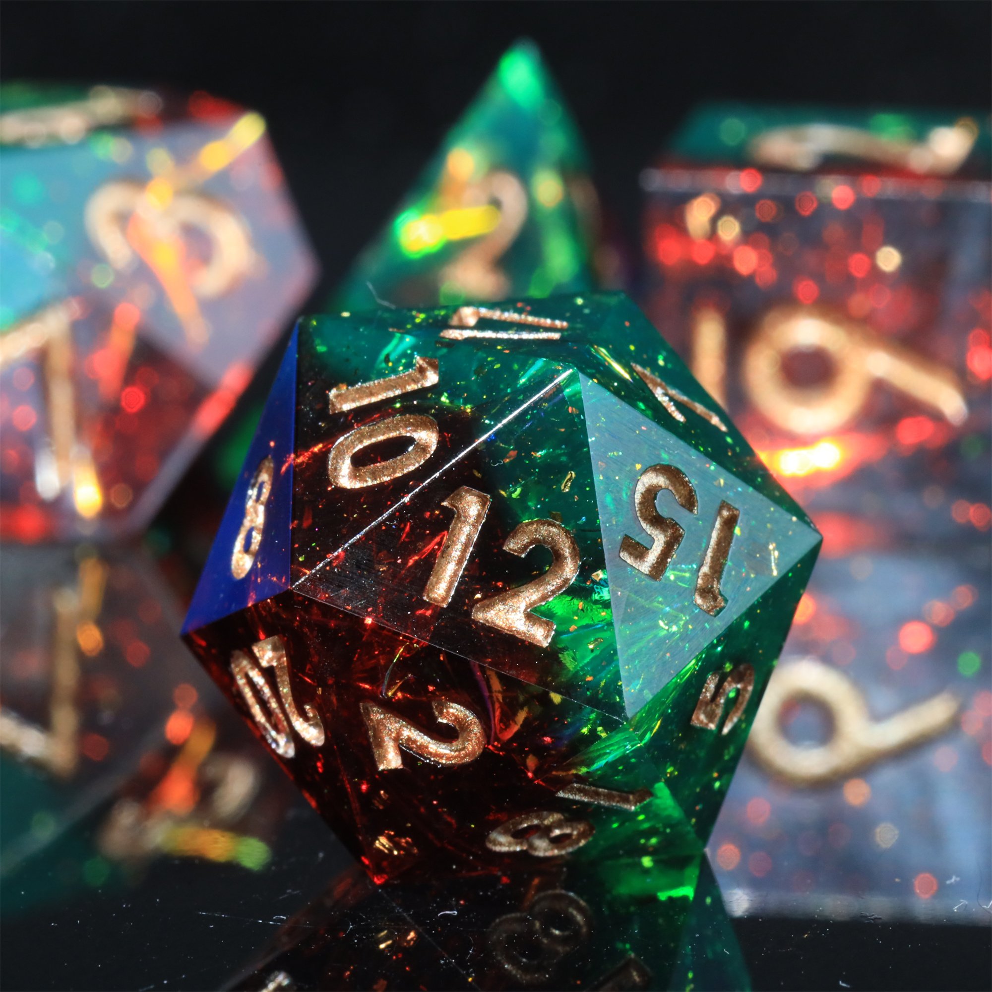 MINI PLANET DND Dice Set Handmade Bicolor Polyhedral Resin Dice with Sharp Edges Role Playing Games Custom DND Dice Set D6 D20