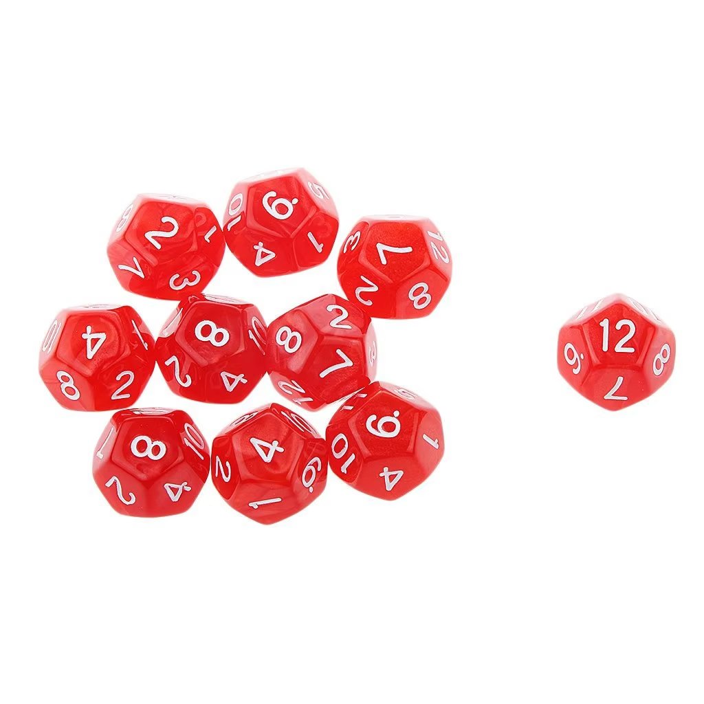 wholesale High Quality Manufacturers Polyhedral Acrylic Red 20mm bulk D12 dice Board Games